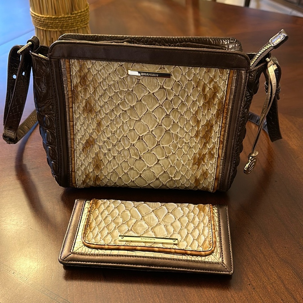Brahmin Crossbody with Matching wallet.